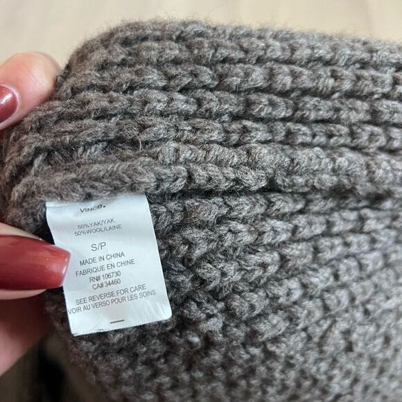 VINCE Size S Gray Honeycomb Yak Wool Sweater Cardigan Jacket - Picture 5 of 8